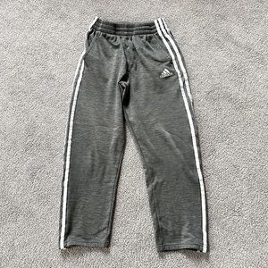 Adidas Boys Gray White-Striped Pants Sweats Joggers Medium M 10/12